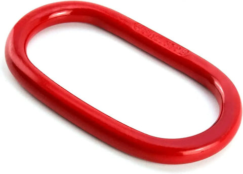 Grade 80 Oblong Master Link Hoist Ring For Lifting And Rigging 4400 Lb Load Capacity Red 2 Pack Beefed Up Heavy Duty Chain Sling Ring For Industrial Lifts And Tensioning, red steel oblong master link