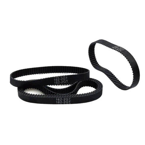Three black 2GT timing belts with 149 teeth, varying lengths 278 to 308mm, widths 6 to 15mm for precision power transmission machinery