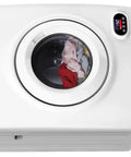 Heavy Duty Electric Washer Dryer Combo 2 In 1 Boasting Whisper Quiet Dry Mode And Bulletproof Leak Seal To Make Your Weekly Laundry Hustle Feel Like A Breeze In Modern Green top view showing clothes inside.