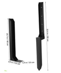 Heavy Duty Fence Post Repair Anchors With Ground Spike For Quick Installation And Enhanced Stability Of Tilted Wood And Metal Fences In Gardens And Backyards Compatible With Most Fence Post Materials, showing two metal anchors with dimensions.