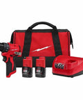 Compact Brushless Cordless Drill Driver Kit With Heavy Duty Metal Chuck Badass Torque Output And Featherweight Frame, batteries, charger, and bag.