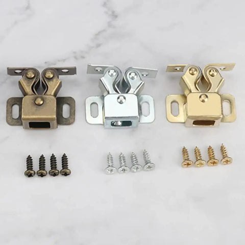 RV Cabinet Door Catch With Double Roller Golden Latch Noise Reducing Soft Close Easy Install Keeps Doors Quiet And Secure Protects Cabinets 20 Piece Set For Smooth Operation - bronze, silver, gold catches with screws