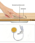 Touch Sensor Dimmer Switch For Led Strip Lights With Hidden Surface Control installed under a wood panel, showing touch activation.