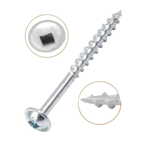 Pocket Hole Screws Set In Multiple Sizes 8 By 1 Inch 8 By 1.25 Inch 8 By 1.5 Inch 8 By 2 Inch 8 By 2.5 Inch Self Tapping Wood Screws With Coarse Threads For Treated Lumber Easy Drive For DIY Furniture Projects close-up