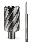 Two-piece OSCARBIDE set with an annular cutter (1-5/8 in dia) and a 3/4 in Weldon-shank mag drill bit