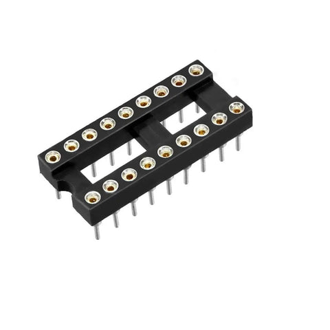 18 Pin DIP IC Socket 2.54mm Pitch 7.62mm Spacing Round Machine Pin Solder Type Through Hole PCB Mount 20 Pack black