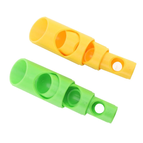 Foam Pipe Cutter Tool Six Piece Set For Precise Insulation Pipe Cutting At Home Or Industrial Jobs, shown in yellow and green plastic modules.