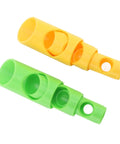Foam Pipe Cutter Kit 6-Piece Set With Insulation Cutting Guide In 3 Sizes Plastic Foam Tube Jig, two colorful cutting guides shown