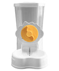 Hassle Free Automatic Pet Water Dispenser With Solid Hanging Bowl For Dogs And Cats Indoor Crate Kennel Travel Ready, white with yellow lid.