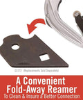 Quick Acting Tubing Cutter For 1/4 To 2 5/8 Inch Tubing With X-Cel Knob And I-Beam Design displaying fold-away reamer