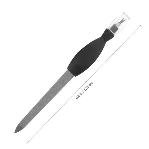 Dual Use Nail File And Dead Skin Fork 6.29 Inch Stainless Steel Nail Cuticle Trimmer With V Shaped Dead Skin Pusher