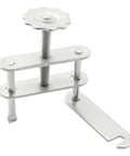 Stainless steel Five Pack Lab Flow Control Tube Clamps with adjustable rotating screws, side angle view, heavy duty for chemical testing.