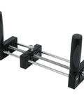 Small stock holder for router tables that secures tiny wood pieces and lets you feed wood safely keeping fingers clear, front view.