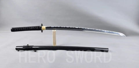 Practice Katana Sword With Full Tang Aluminum Steel Blade Blunt Edge For Safe Iaido Training displayed with scabbard