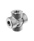 Tough As Nails 316 Stainless Steel Cross Fitting with four 1/4 inch NPT female threads, durable and heavy-duty design.
