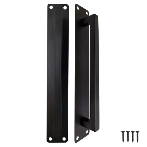 10 Inch Sliding Door Handle Black Beefy Workhorse Barn Door Pull For Pocket Doors Closet Garage Shed Gate Stainless Steel Hardware Replacement 1 Pack Rust Resistant Finish Non Slip Grip Easy Install; front and side view with screws included.