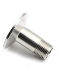 Side view of Beduan 1.5 in tri-clamp to 1/2 in NPT stainless steel sanitary fitting