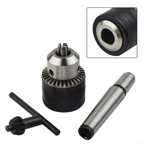High Quality Rock Solid One Half Inch Drill Chuck With Secure Morse Taper Two Mounting Comes With Key For Precise Metal Or Wood Drilling On Lathe Tailstock, steel chuck with key and mandrel