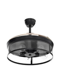 Industrial 42 Inch Ceiling Fan With Light And Retractable Blades, Vintage Acrylic Chandelier Style, E26 Base, Black Finish, Remote Control