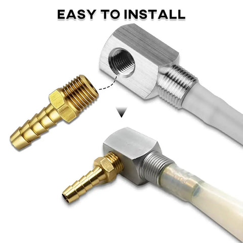 12 Inch Marine Fuel Tank Pickup Tube with Strainer showing brass barb connector and polyethylene tube assembly