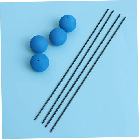 Drone And RC Helicopter Training Gear Kit, Four Piece Easy Install Landing Gear Set with blue foam balls and rods on blue background
