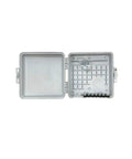 Heavy Duty Weatherproof Multi Purpose Enclosure 9x9x4 Inch With Cable Retention Slots Flexible Mounting Bosses open front view