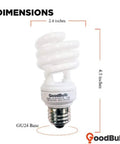 13 Watt Compact Fluorescent Bulb 2700K Warm White True Mini Spiral CFL Light Bulbs With E26 Medium Base Pack Of 2 Energy Efficient