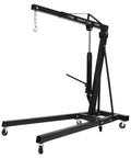 Heavy Duty 2 Ton Engine Hoist And Folding Hydraulic Shop Rig, 4400 Lbs Carbon Steel Lift with adjustable boom and wheels.