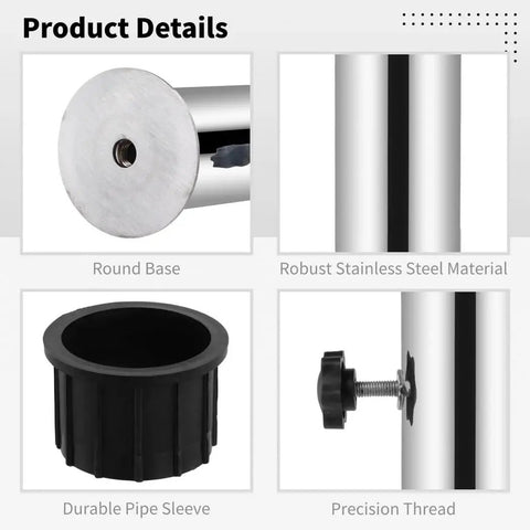 Outdoor Garden And Backyard Umbrella Mount Kit With Universal Tube Bracket And Stainless Steel Parasol Base Holder, Durable Umbrella Stand Tube Set Built To Last For All Weather And Rust Resistance