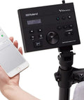 Person connecting phone to TD-07 V-Drum Module Bundle with Cable Snake Harness and USB Data Cable via Bluetooth MIDI