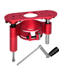 Beefed Up Aluminum Router Table Insert Plate With Smooth Vertical Lift Base Kit For Dead Nuts Accurate Milling Setup Quick Swap Shop Grade Diy Woodworking Build Accessory, red aluminum lifting mechanism.