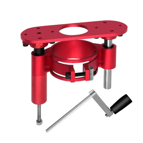 Beefed Up Aluminum Router Table Insert Plate With Smooth Vertical Lift Base Kit For Dead Nuts Accurate Milling Setup Quick Swap Shop Grade Diy Woodworking Build Accessory, red aluminum lifting mechanism.