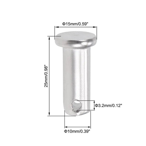 Single Hole Clevis Pins 10mm By 25mm Flat Head 304 Stainless Steel Link Hinge Pin 5 Pack Durable Fastener For Machinery And Farm Equipment Industrial Strength Corrosion Resistant For Hinges And Linkage Go To Workhorse Fastener, front view