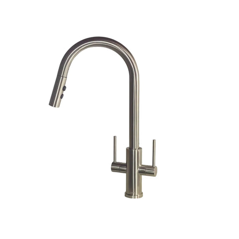 Brushed Nickel Kitchen Faucet With Pull Down Sprayer, Two Spray Modes For Splash Free Aerated Stream And Powerful Rinse