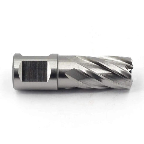 Heavy Duty Annular Cutter With Weldon Shank Made For Magnetic Drills And Shop Mills Built Rock Solid Out Of Premium High Speed Steel, side view.