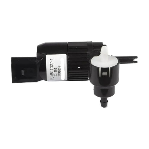 Premium Direct Fit Front Windshield Washer Pump For Gmc 2021 2022 Pickup Trucks 84801575 1Wp0052 shown at an angle with a detailed view of the connector.