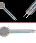 Round 0.5 in diameter force sensing resistor on blue flexible film with dual leads (0-10 kg)