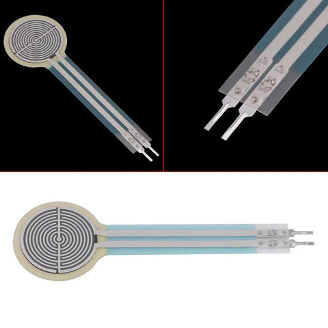 Round 0.5 in diameter force sensing resistor on blue flexible film with dual leads (0-10 kg)