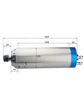 Pro Grade 5.5Kw Water Cooled Cnc Spindle Motor Featuring Er25 Collet At 24000Rpm dimensions with detailed measurements.