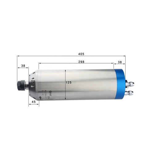 Pro Grade 5.5Kw Water Cooled Cnc Spindle Motor Featuring Er25 Collet At 24000Rpm dimensions with detailed measurements.