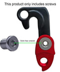 Four Pack M10xP1.0 Rear Derailleur Hanger Bolts Aluminum Alloy Tail Hook Screws For Bike Frame 13.8mm Length, black and red hook shown