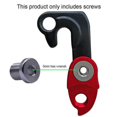 Aluminum Alloy M10 Rear Derailleur Hanger Bolts 4 Pack 13.8mm showing screw with 5mm hex wrench