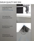 Undermount Bar Sink For Wet Bar 10 By 18 Inch Stainless Steel 16 Gauge T304 Single Bowl Kitchen Sink Basin Built Tough