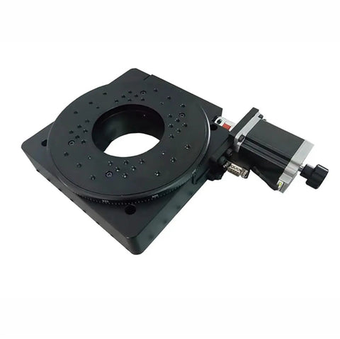 Heavy Duty Top Shelf 100Mm Rotary Turntable With 0.02 Precision Stepping Motor Drive and 360 Degree Worm Gear Indexing Platform view with motor.