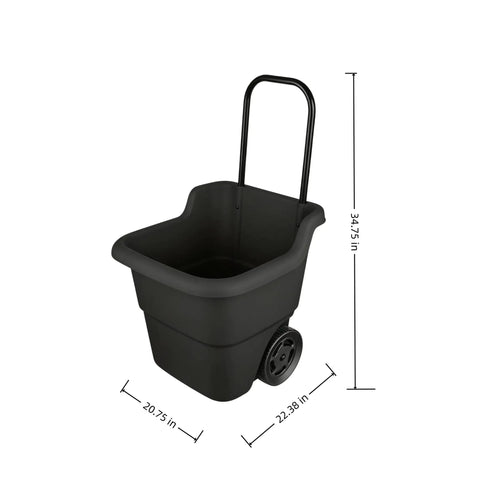 Heavy Duty 15 Gallon Rolling Garden Cart With Retractable Handle And 7 Inch Wheels For Outdoor Yard Work A Real Workhorse