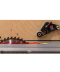Heavy Duty Flex Stock Guides For Table Saws And Router Tables With Smooth Infeed And Outfeed Rollers on a table saw.