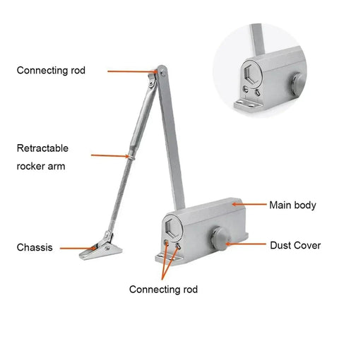 Heavy Duty Hydraulic Door Closer Automatic 40 Kg To 60 Kg Adjustable Speed Quiet Close Soft Closing Door Hardware details