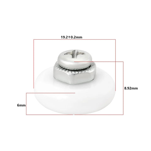 8 Piece Oval Edge Shower Door Rollers with Screws 19mm Diameter 6mm Thick Replacement Sliding Wheels for Glass Shower Doors