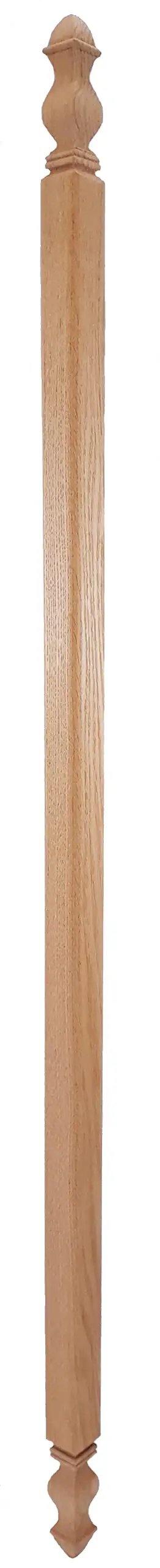 Top Shelf Unfinished Oak Corner Guard Forty Eight Inches Tall with square edges and notched base for wall protection