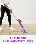 Person using Click N Clean Multi Surface Spray Mop All In One Kit With Reusable Microfiber Pads on hardwood floor